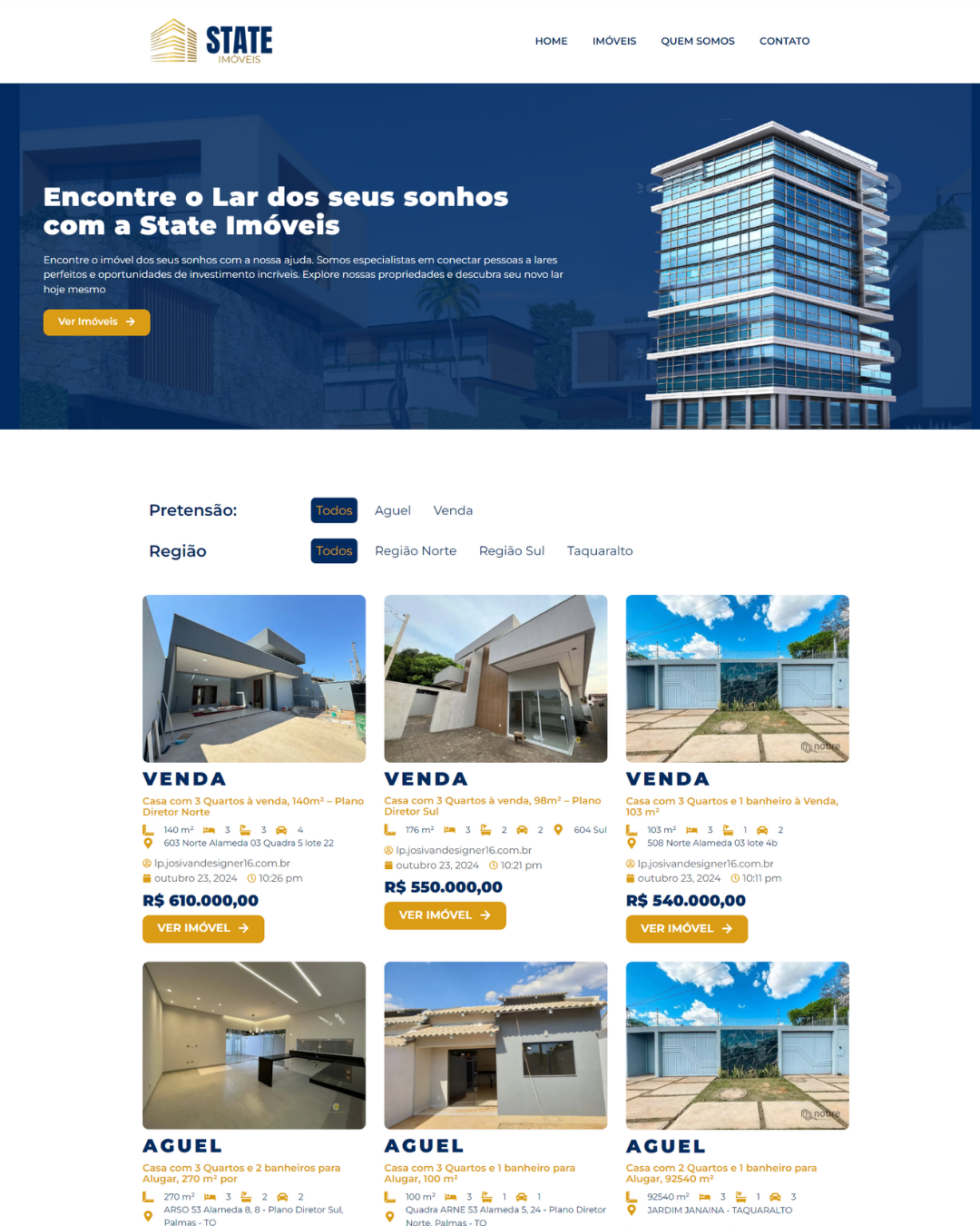 Site Empresarial Imóveis